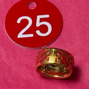 Coach Gold and Pink Signature Ring
